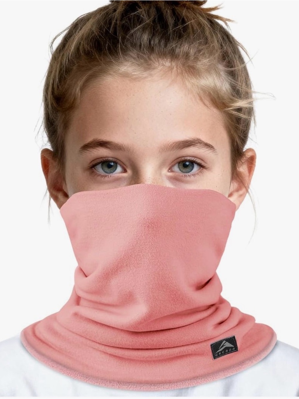 Kids Neck Gaiter - Pink Fleece Face Cover